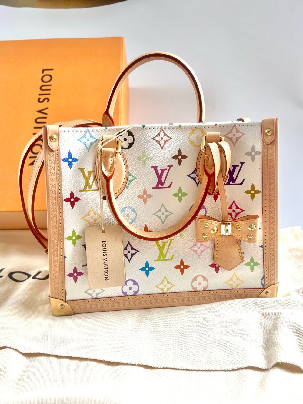 NEW🔥Louis Vuitton LV X TM Monogram Multicolor Onthego PM White